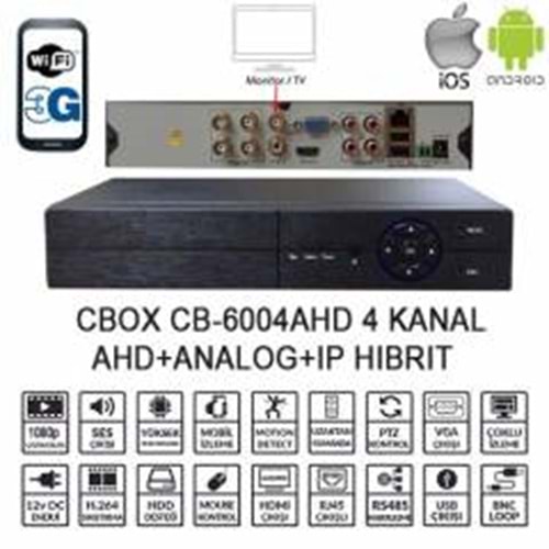 C-BOX CB-6004AHD 4 KANAL 1080P 4 SES VOUT AHD+ANALOG+IP HIBRIT DVR