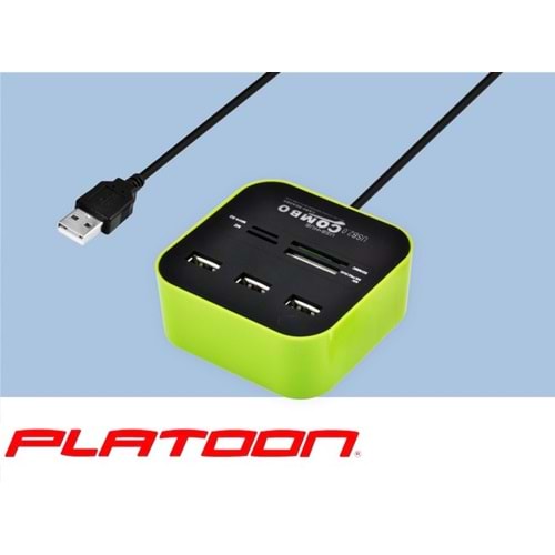 PLATOON PL-5654 2.0 3 LU USB + CARD READER USB HUB