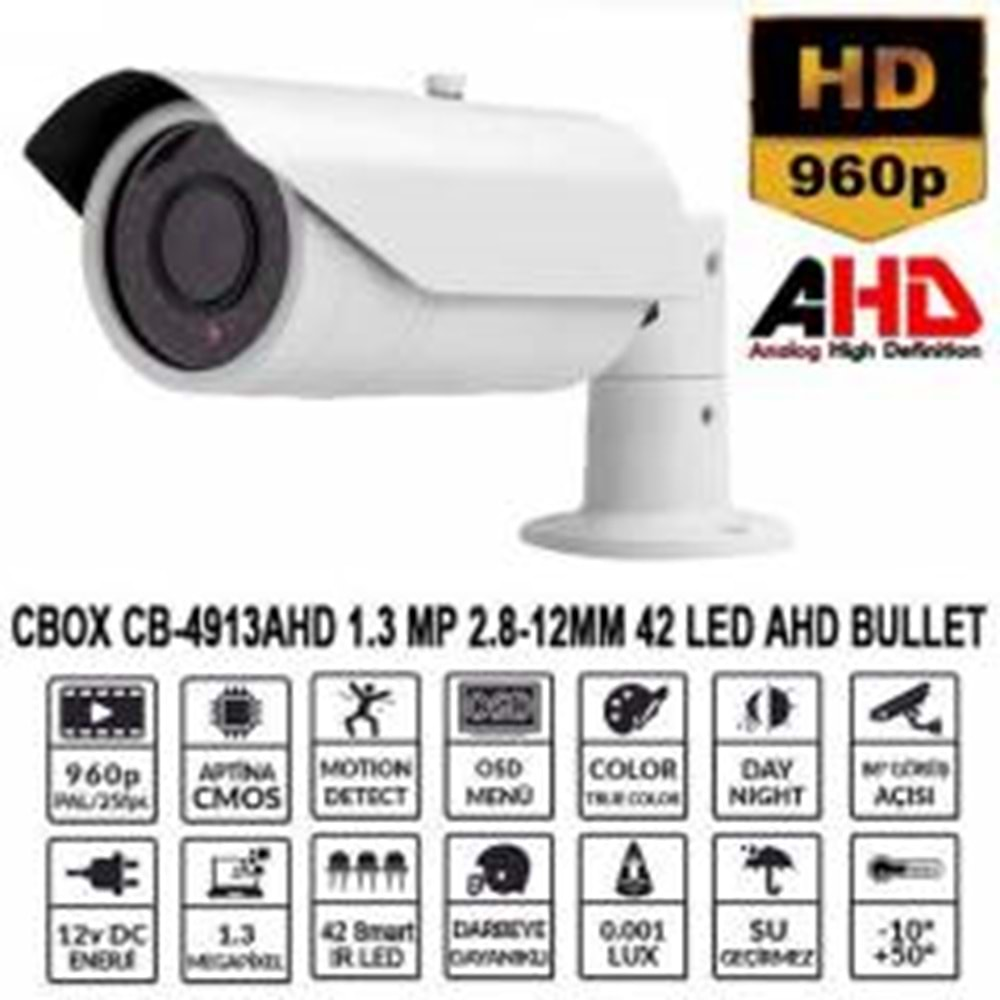 C-BOX CB-4813AHD 1.3 MP 3.6MM 48 LED AHD BULLET KAMERA