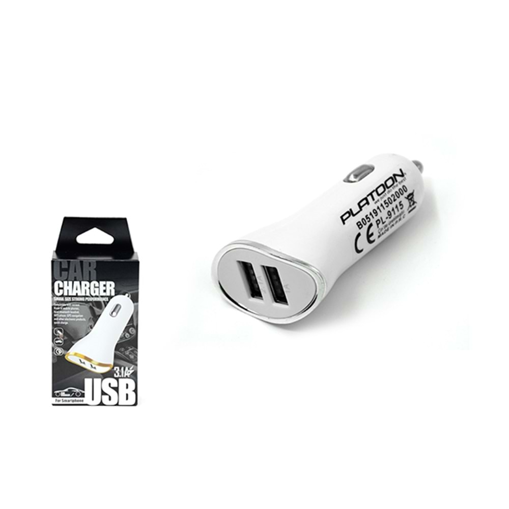 PLATOON PL-9115 ARAÇ ÇAKMAKLIK USB ÇEVİRİCİ ŞARJ 2.1A/1A