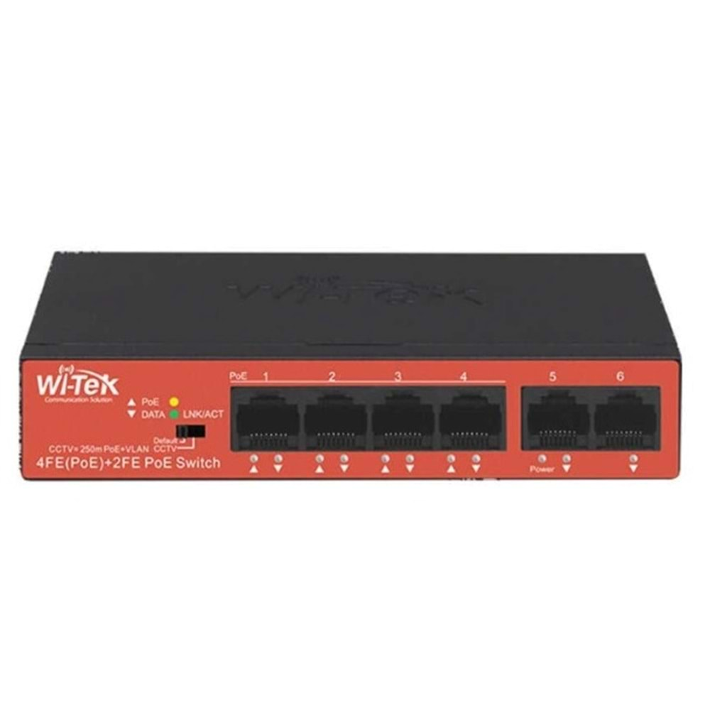 WI-TEK WI-PS205H V2 4FE+2FE 250M CCTV POE SWİTCH