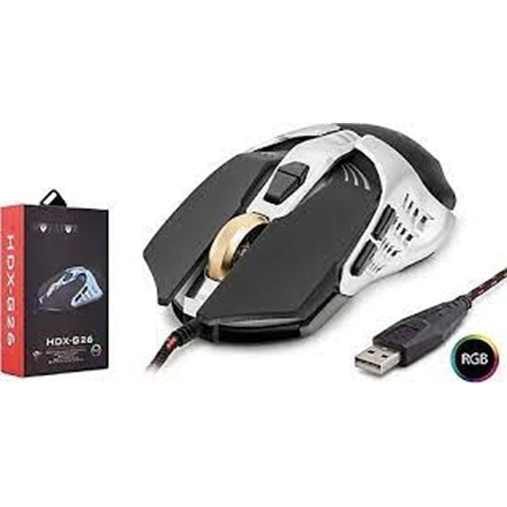 NOVATOR HDXG26 MOUSE KABLOLU OYUN USB RGB MAX 6400 DPI